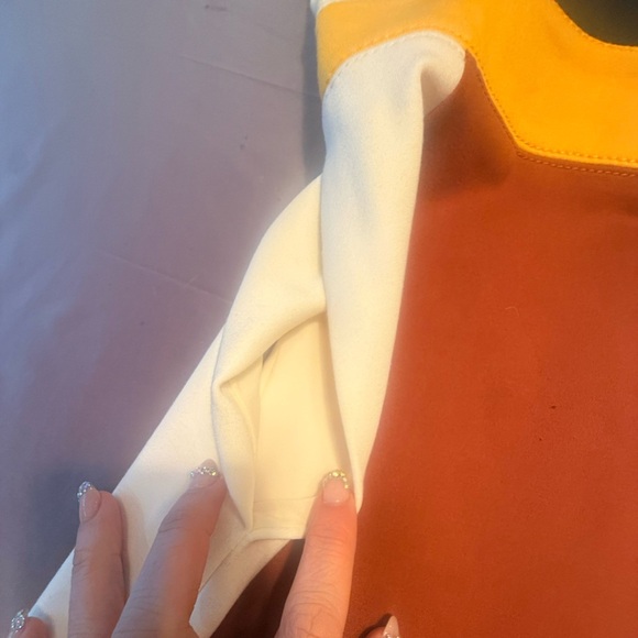 TORY BURCH Mya Navy Copper Colorblock Stretch Ponte Knit Sheath Dress XS = 0/2 - Picture 9 of 14